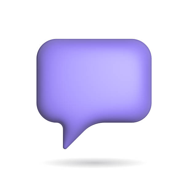 Minimalist 3D speech bubble icon in pastel purple. Symbol for communication, dialogue, feedback, notifications. Versatile design element for web, app, UIUX design.