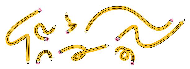 istock Vector illustration set of cute simple graphite twisted pencils. Abstract tangled writing pens in cartoon style. Simple flat icons for school and children. 2209093016