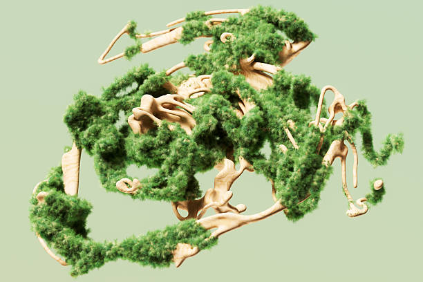 istock Abstract wooden structure merging with green vegetation symbolizing ecosystem 2209094092