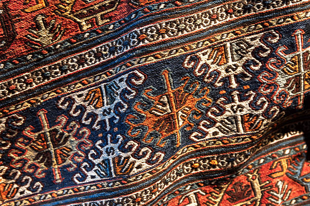 istock Antique Azerbaijani handmade wool carpet showing authentic patterns 2209095584
