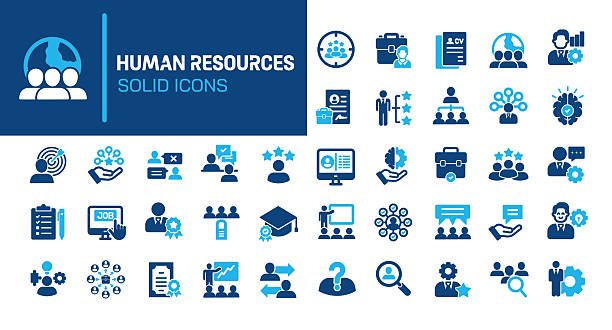 stockillustraties, clipart, cartoons en iconen met human resources glyph solid icons. containing job, interview, teamwork, employee solid icons collection. vector illustration. perfect pixel on clean white background - werkgelegenheid en arbeid