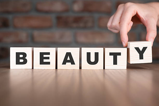 Beauty word with wooden blocks on table