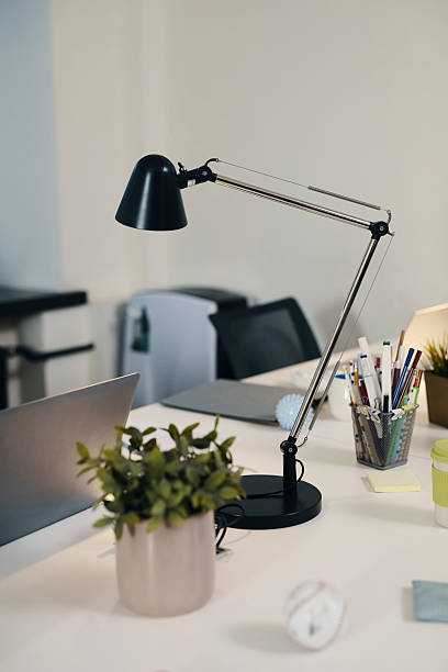istock Workplace With Laptop And Lamp 2209115153