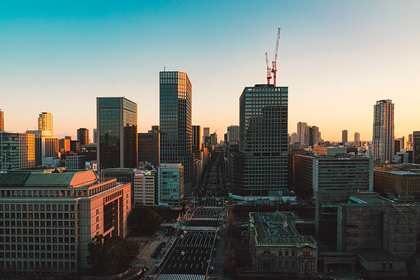 istock Osaka city aerial view at sunset 2209118919