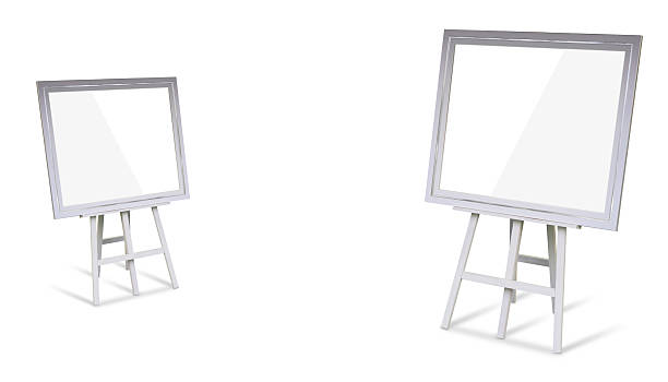 istock Large picture frame and small picture frames Placed on a white wooden stand on white background, decor, object, white paper, paper, poster, copy space 2209124047