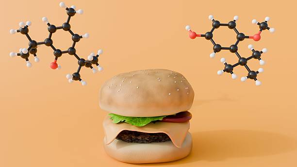istock A hamburger with molecular structure of BHA and BHT 2209133999