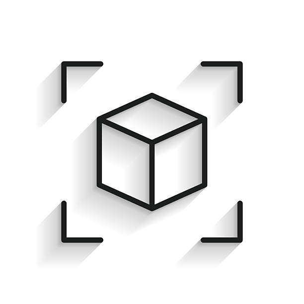 Augmented reality. Line icon with long shadow on white background Black line icon of "Augmented reality" isolated on a blank background with a long shadow effect and in a flat design style. Vector Illustration (EPS file, well layered and grouped). Easy to edit, manipulate, resize or colorize. Vector and Jpeg file of different sizes. 360-camera-white-background stock illustrations