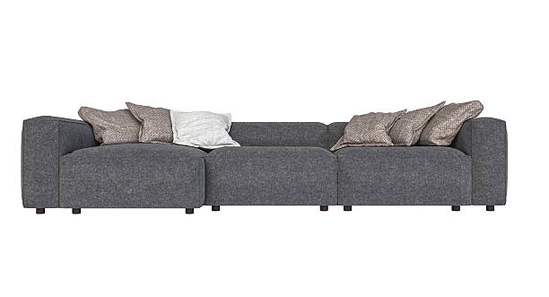 istock Modern gray sofa with pillows isolated on white background 2209145727