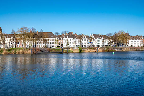 View on the city of Maastricht over the river Meuse. Maastricht is the capitol of the Limburg Province in the South of The Netherlands.