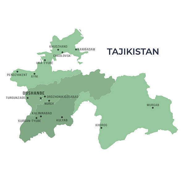 Map Of Tajikistan With Regions Borders And Famous Cities Stock Map Of Tajikistan With Regions Borders And Famous Cities 