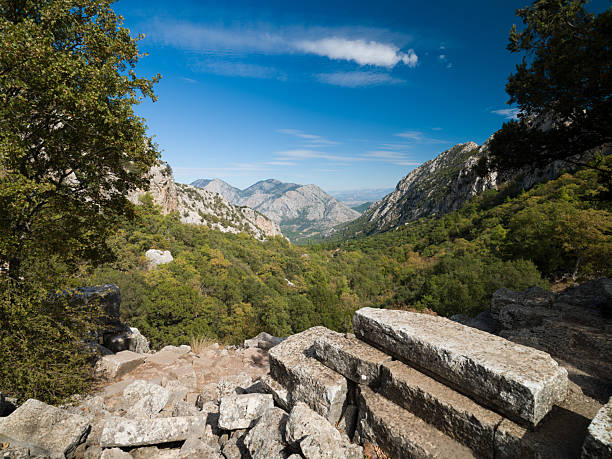 The ancient ruins of Termessos. Important ancient landmarks of Turkey. The gateway to the Temple of Artemis. Antalya province, Turkey country