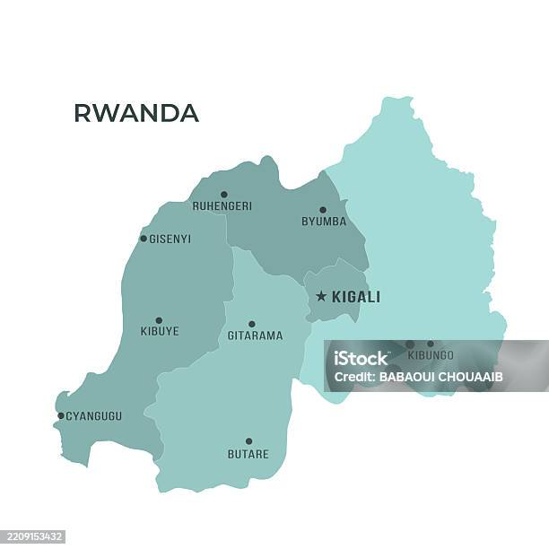 Cities In Rwanda Map Of Rwanda With Regions Borders And Famous Cities Stock Illustration ...