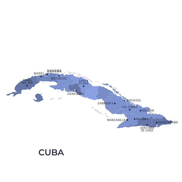 istock Map of CUBA with Regions Borders and Famous Cities 2209154592