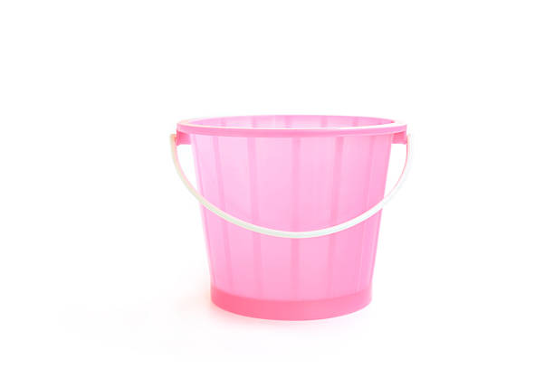 istock Pink plastic bucket isolated on white background, Plastic bucket with handle 2209155979