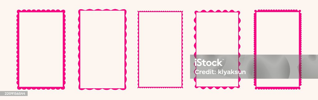 Rectangular Edge Design Scalloped Edge Rectangular Frames Set Stock Illustration - Download ...