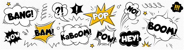 illustrazioni stock, clip art, cartoni animati e icone di tendenza di bolle vocali comiche isolate sullo sfondo - anime expo