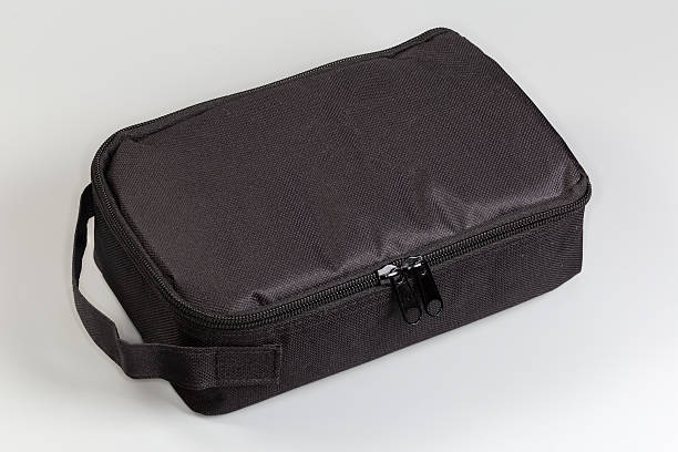 istock Black small textile soft bag with zippers and strap handle 2209158119
