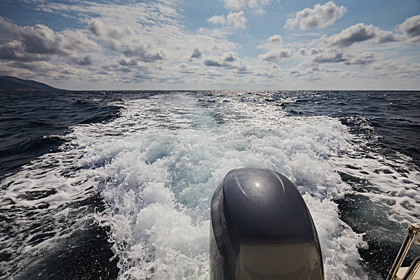 Close-up Metal boat propeller