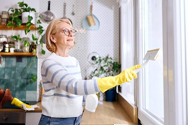 istock Woman Cleaning Window At Home 2209167784