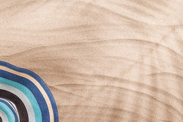 istock A tropical summer background featuring soft beach sand with delicate palm leaf shadows and sunhat 2209168916