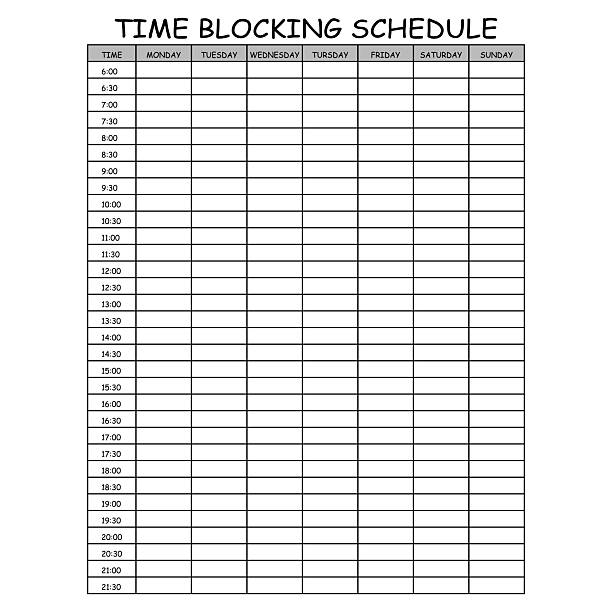 istock 24 Hourly Weekly Schedule - Monday Start. Mockup for daily scheduling and time management. 30-minute increment hourly planner templates. Time Planner 2209173753