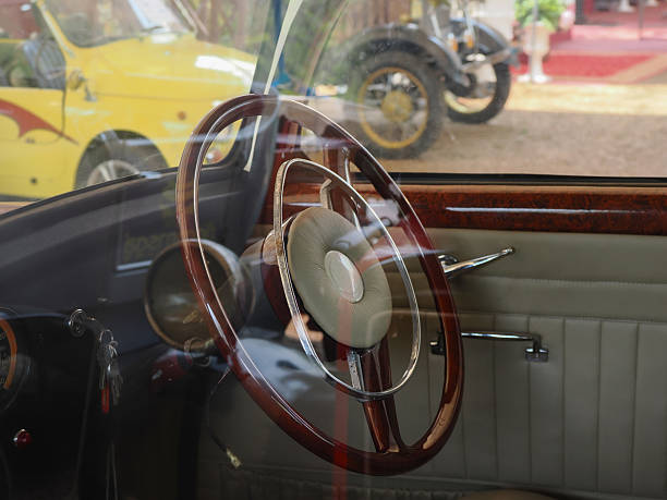 very old car interior as history of transportation background
