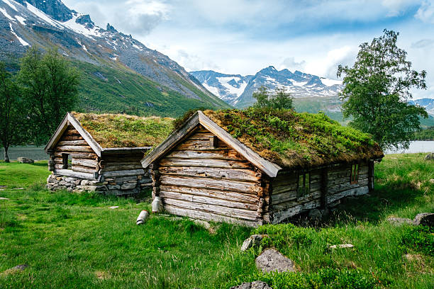 Two old cabins in Innerdalen valley and nature reserve in Norway
