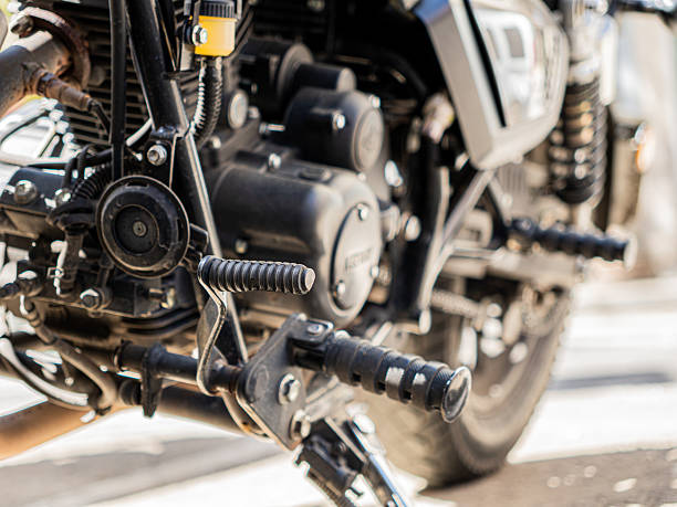 istock Side view of motorcycle engine and footpegs 2209175972