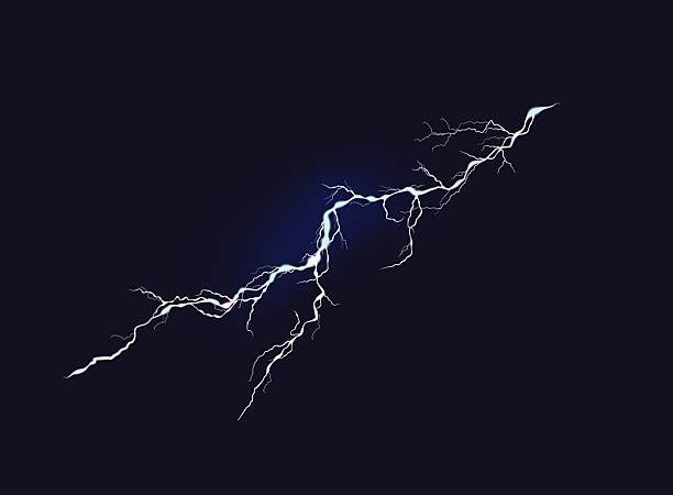ohromující vektorová ilustrace blesku osvětlující tmavé pozadí s dynamickou energií - blesk bouřka stock ilustrace