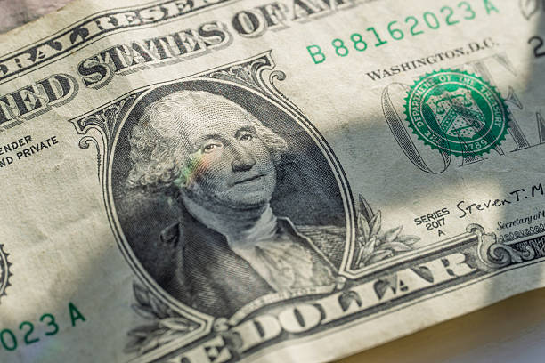 One dollar bill in close up.