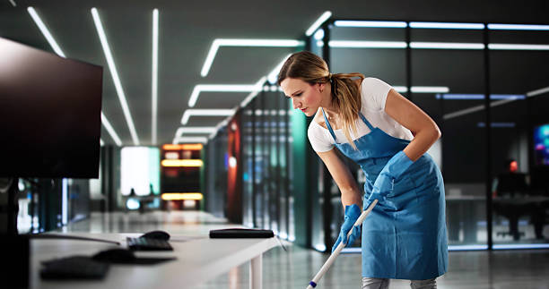 istock Professional Cleaner At Hotel Uses Mop 2209183075