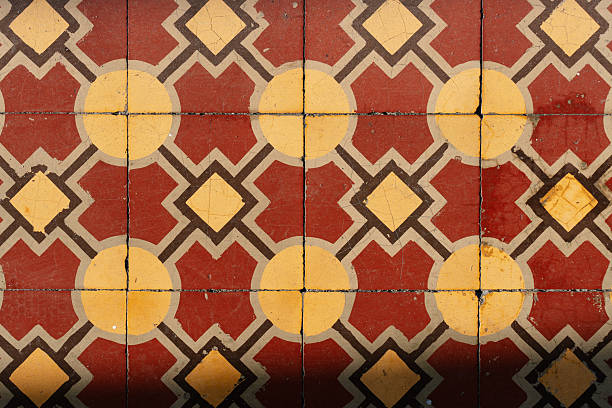 Pattern of vintage ceramic tile floor. Texture wallpaper.