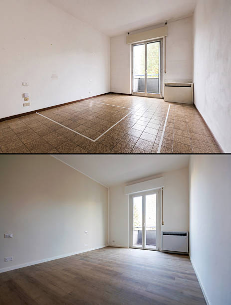istock Empty bedroom renovation showing before and after refurbishment 2209184711