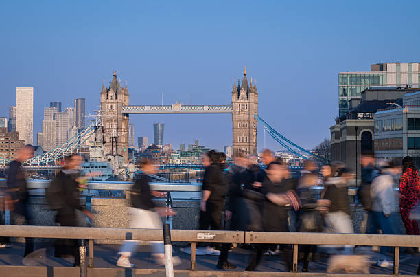 Commuters at Dusk with movement blur