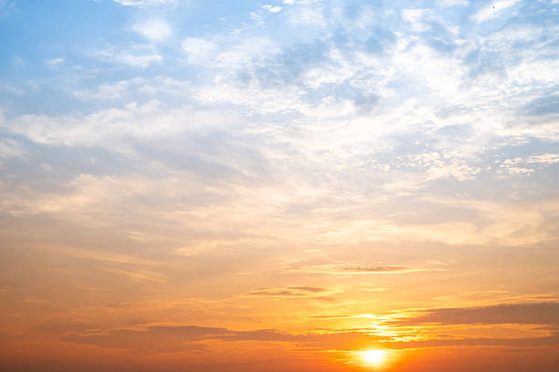 istock Beautiful , luxury soft gradient orange gold clouds and sunlight on the blue sky perfect for the background, take in evening,Twilight, Large size, high definition landscape photo 2209187881