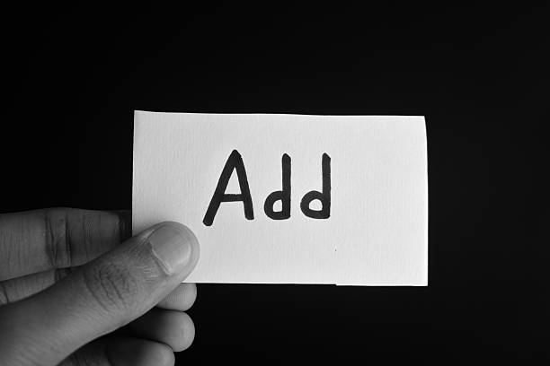 istock Hand holding a paper card with the word ADD 2209191869