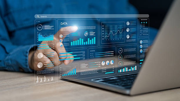 istock Data analysis concept, businessman using laptop to analyze business data and information management system, database for finance, strategy and planning, operations, marketing, digital technology. 2209191941