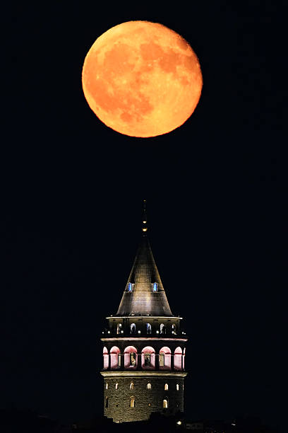 istock Galata Tower and Full Moon in Istanbul, Turkiye 2209208657