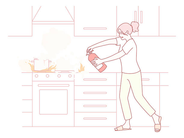 Kitchen Fire Drawing 70+ Fire Extinguisher Kitchen Stock Illustrations, Royalty-Free Vector ...