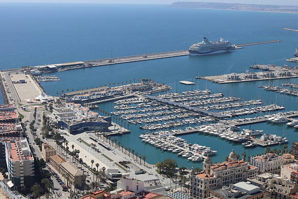 The port of Alicante on the Mediterranean Sea, city of Alicante, province of Alicante, region of the Valencian Community, Spain