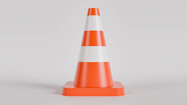 istock A 3D illustration of a orange and white traffic cone on a white background 2209225250
