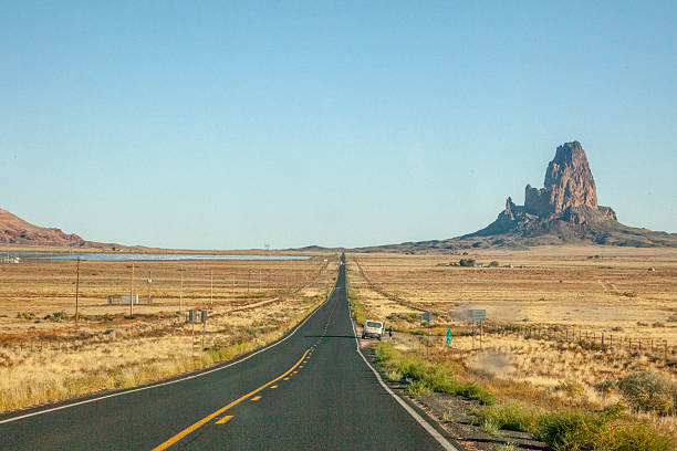 Highway leading towards monuments in Monument Valley, AZ/Utah