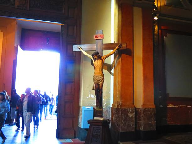 Buenos Aires, Argentina -The Buenos Aires Metropolitan Cathedral. People at the  Buenos Aires Metropolitan Cathedral.