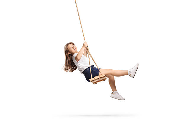 istock Happy girl swinging on a swing 2209233242