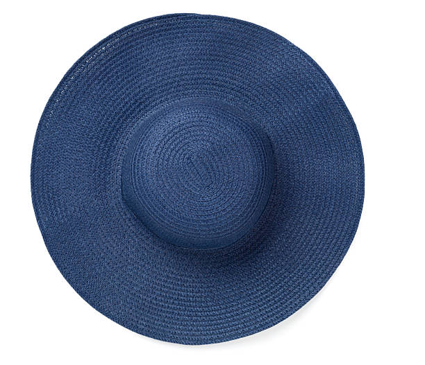 istock Blue straw hat isolated on white, top view 2209233703
