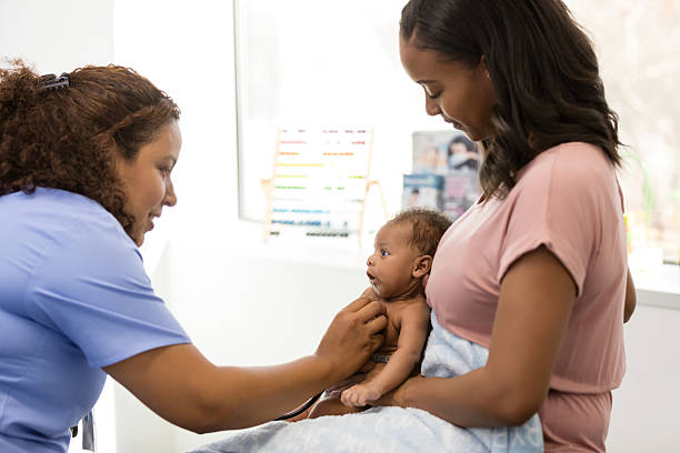 istock Doctor examining a baby with mother present during checkup 2209234369