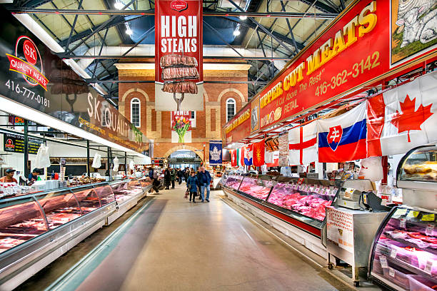 People food shopping at historic St.Lawrence Market in Toronto Ontario Canada