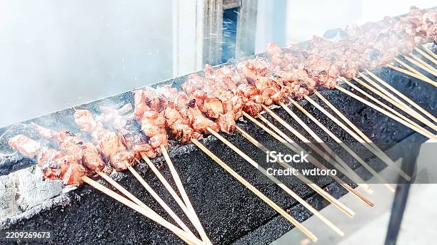 Process Making Satay Blurred View The Serving Process Of Satay Stock Photo - Download Image ...
