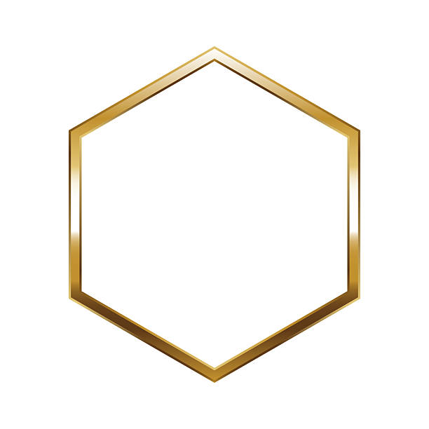 istock Hexagon gold frame. Isolated luxury hexagon golden border. Gold hexagon flat frame mockup design element. Vector illustration. 2209269764