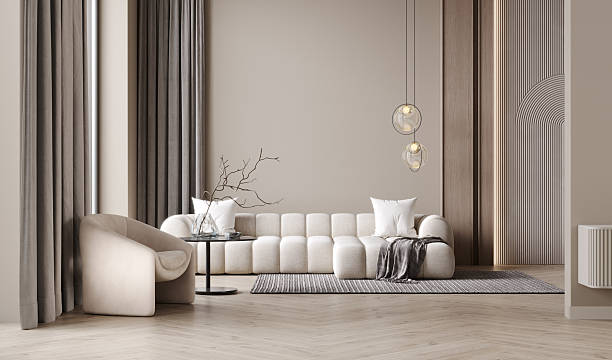 istock Minimalist modern living room interior background, living room mockup, empty wall mockup, 3d rendering 2209270423